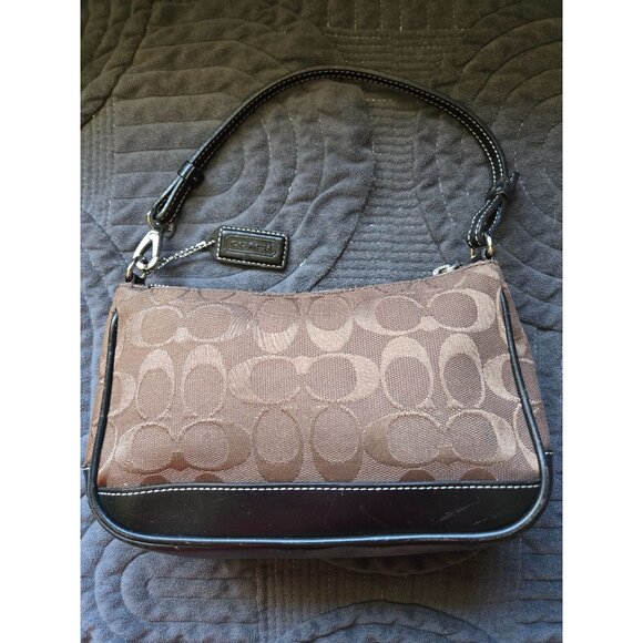 Coach Signature Demi Mini Pouch Shoulder Bag Canvas Leather Brown 6094 Vintage - Picture 1 of 9